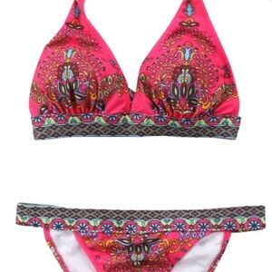 New Vibrant Pink Patterned Bikini Set